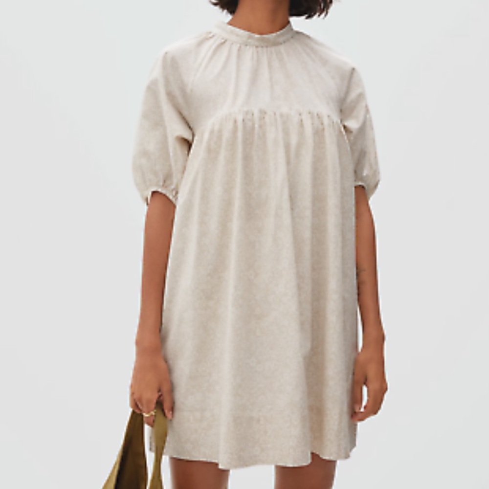 Everlane The Shirred Mini Dress Sandstone Floral Size XS